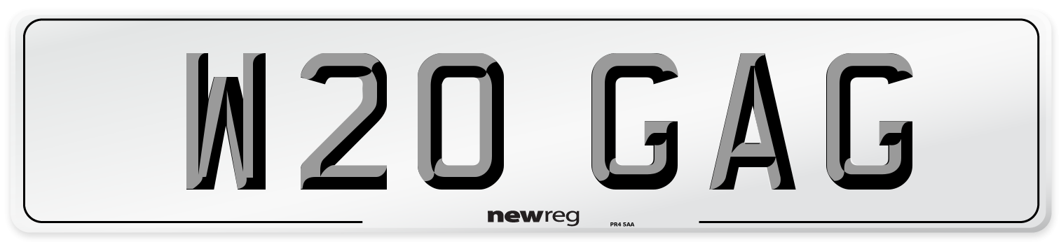 W20 GAG Number Plate from New Reg